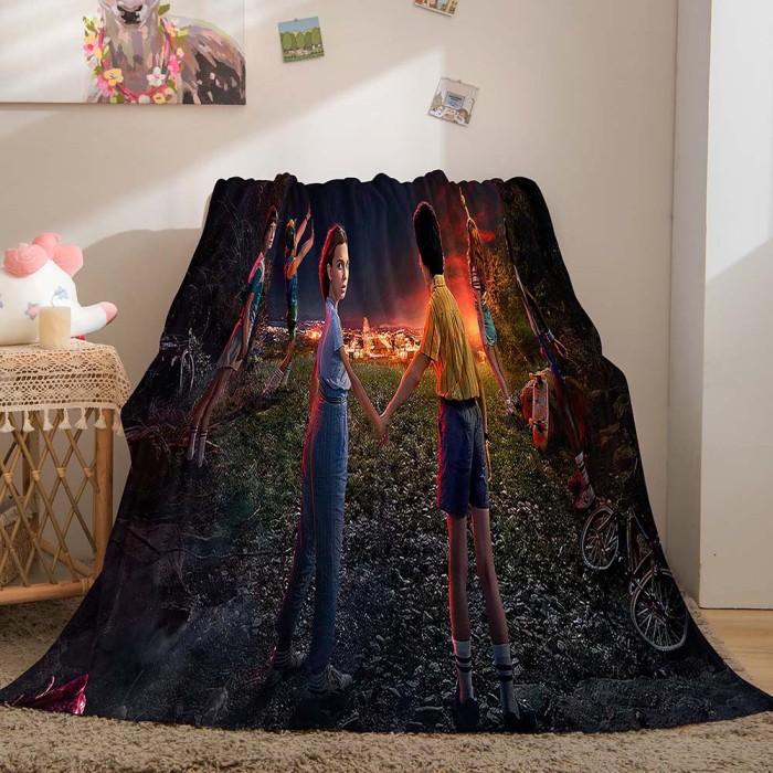 Stranger Things Blanket Pattern Flannel Throw Room Decoration