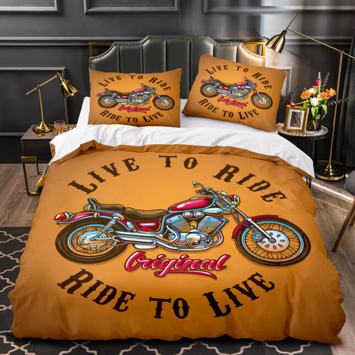 Motorcycle Pattern Bedding Set Quilt Cover Without Filler
