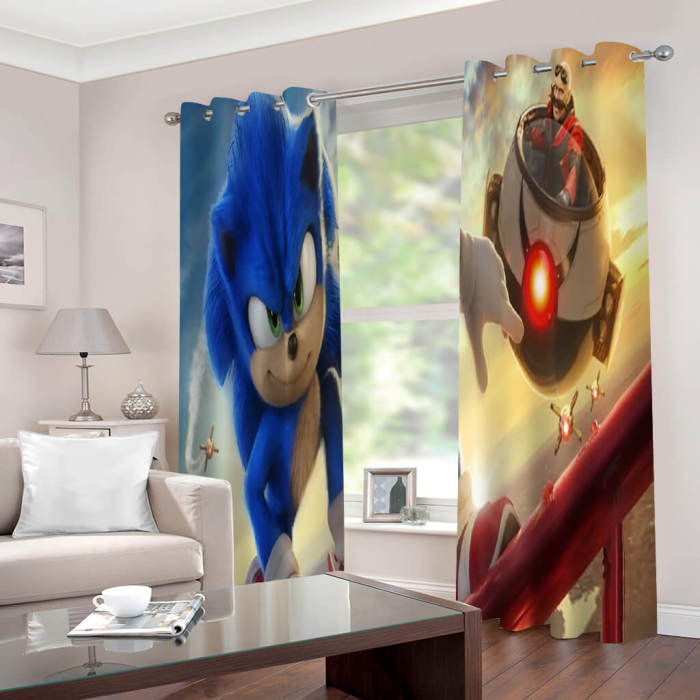 Sonic The Hedgehog 2 Curtains 2 Panels Cosplay Blackout Window Drapes