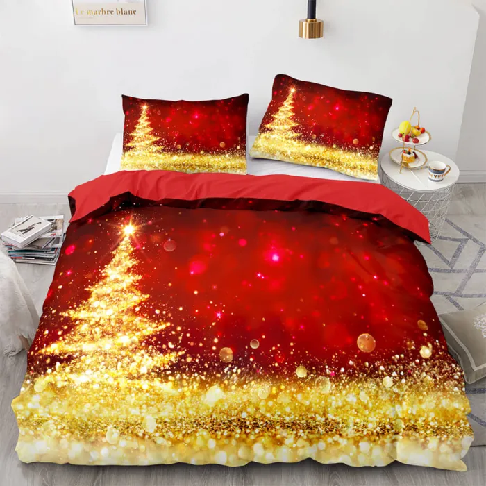 Merry Christmas Pattern Bedding Set Quilt Cover Without Filler
