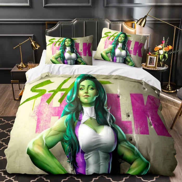 She Hulk Bedding Set Cosplay Quilt Duvet Cover Bed Sheets Sets