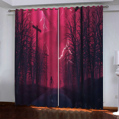 Stranger Things Curtains Pattern Blackout Window Drapes
