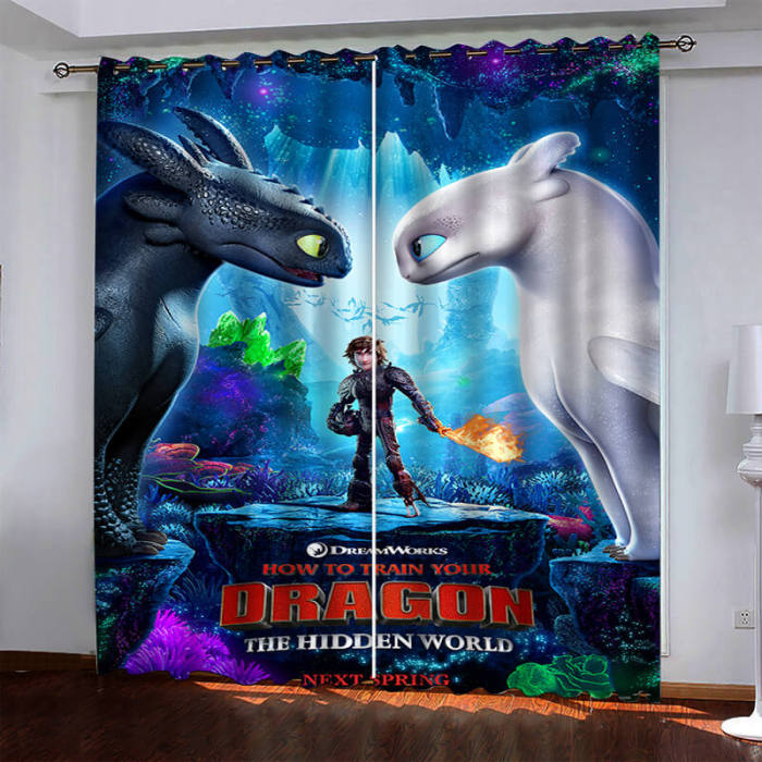 How To Train Your Dragon Curtains Pattern Blackout Window Drapes