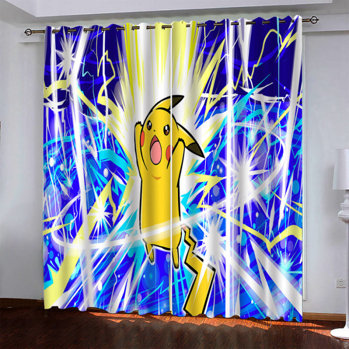 Pikachu Curtains Pattern Blackout Window Drapes