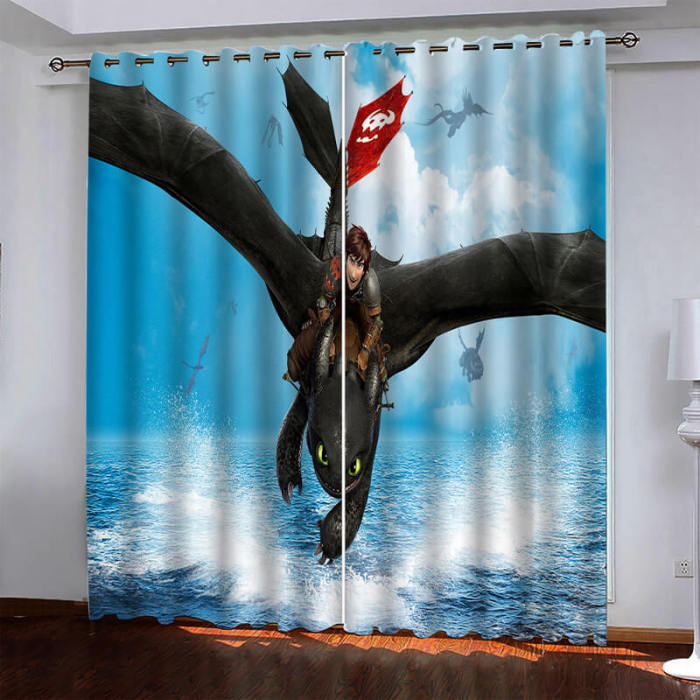 How To Train Your Dragon Curtains Pattern Blackout Window Drapes