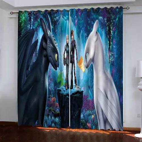 How To Train Your Dragon Curtains Pattern Blackout Window Drapes