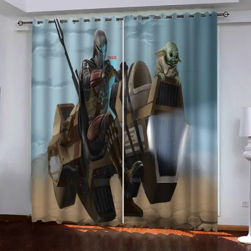 Mandalorian Baby Yoda Curtains Blackout Window Drapes