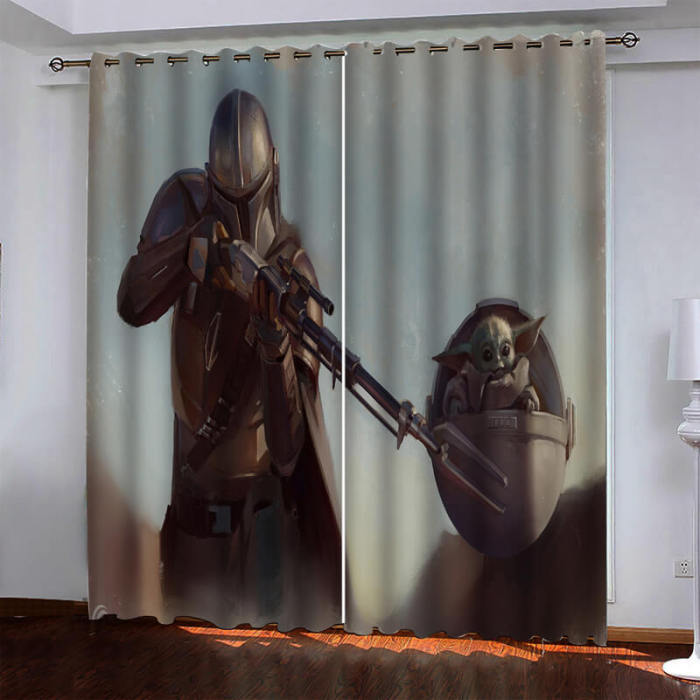 Mandalorian Baby Yoda Curtains Blackout Window Drapes