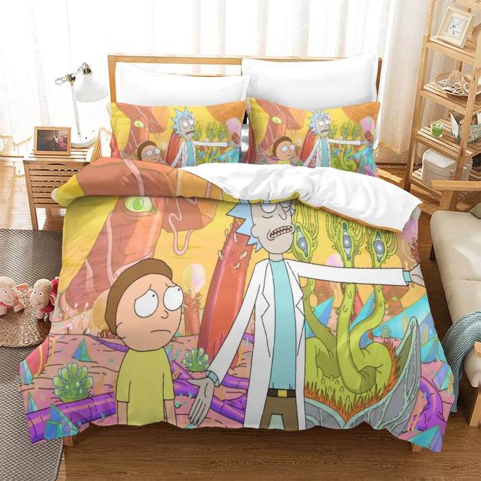 Rick And Morty Pattern Bedding Set Quilt Cover Without Filler