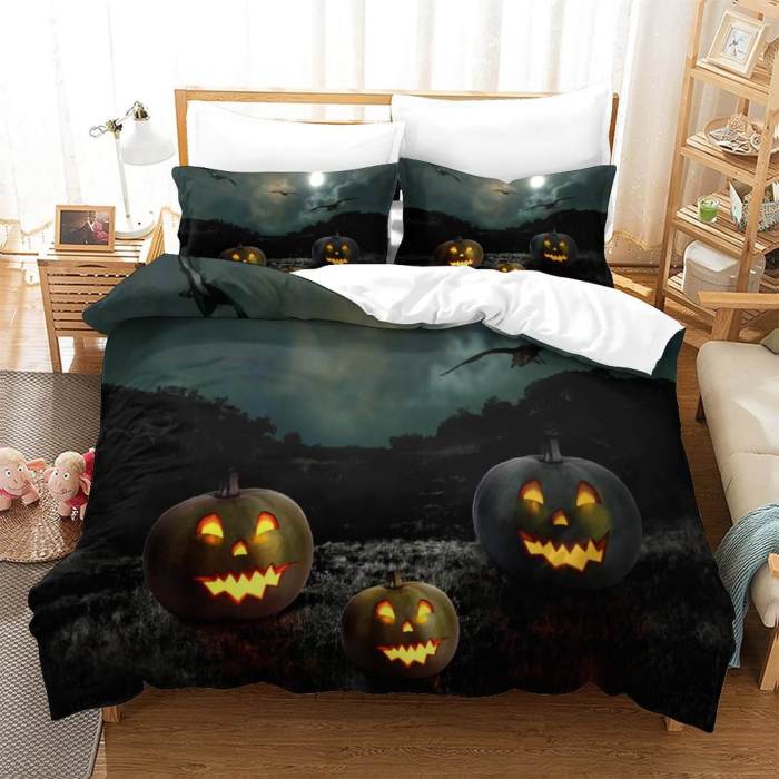 Halloween Pumpkin Decor Bedding Set Quilt Cover Without Filler