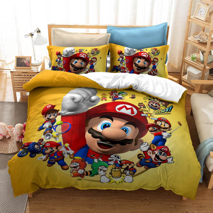 Game Super Mario Bedding Set Pattern Quilt Cover Without Filler