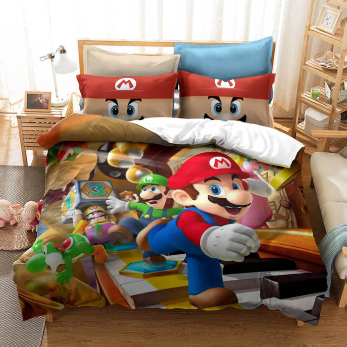 Game Super Mario Bedding Set Pattern Quilt Cover Without Filler