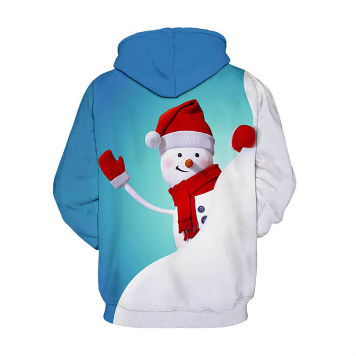 Christmas Carnival Night Cartoon Cute Snowman Santa Unisex Adult Cosplay 3D Print Jacket Sweatshirt