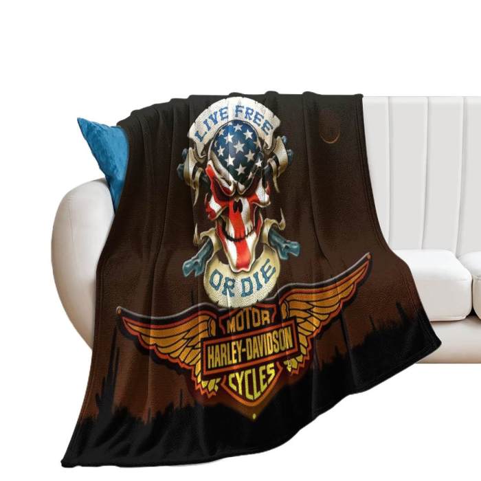 Harley Dayidson Blanket Flannel Throw Room Decoration