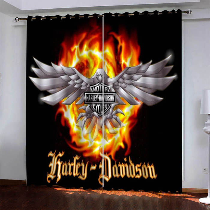 Harley Dayidson Curtains Pattern Blackout Window Drapes