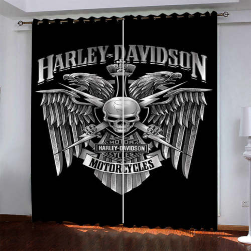 Harley Dayidson Curtains Pattern Blackout Window Drapes