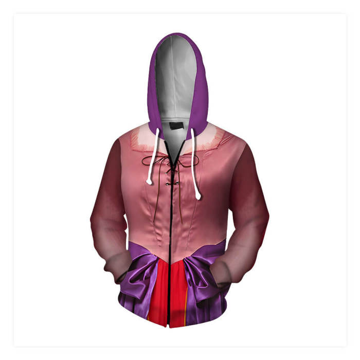Hocus Pocus 2 Movie Winifred Mary Sarah Unisex Adult Cosplay Zip Up 3D Print Hoodies Jacket Sweatshirt