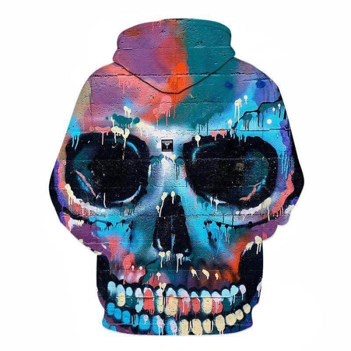 Halloween Colorful Skull Hoodies Mens Unisex Adult Cosplay 3D Print Hoodies Sweatshirt Pullover