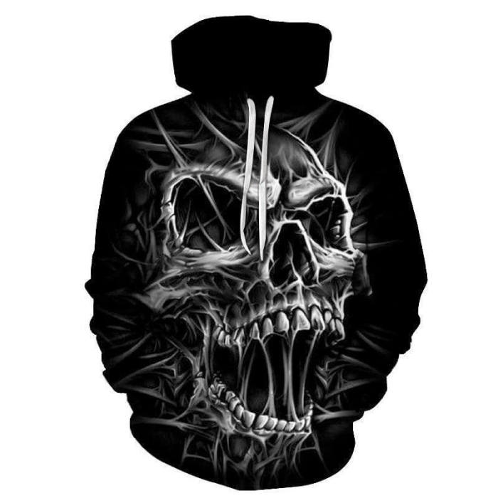 Skull Hoodie For Halloween Unisex Adult Cosplay 3D Print Sweatshirt Pullover