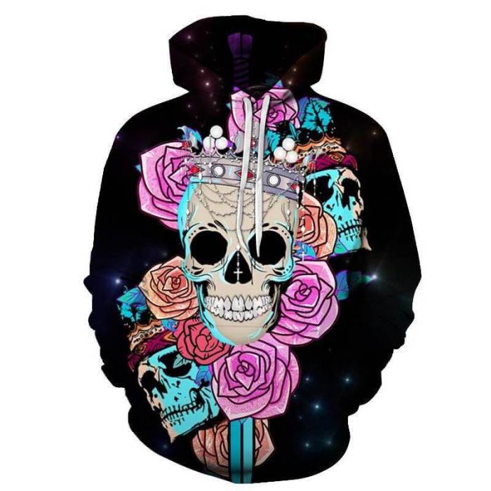 Skull Hoodie For Halloween Unisex Adult Cosplay 3D Print Sweatshirt Pullover