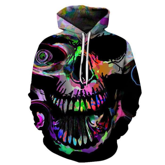 Halloween Colorful Skull Hoodies Mens Unisex Adult Cosplay 3D Print Hoodies Sweatshirt Pullover