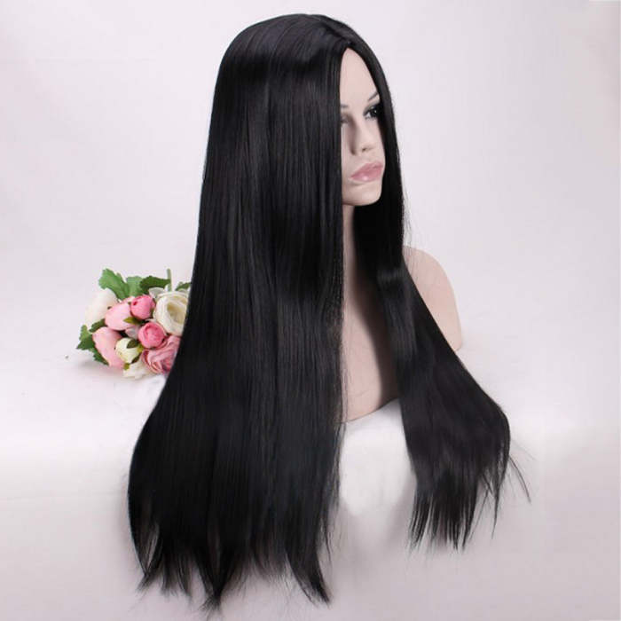 The Addams Family Morticia Addams Black Cosplay Wig