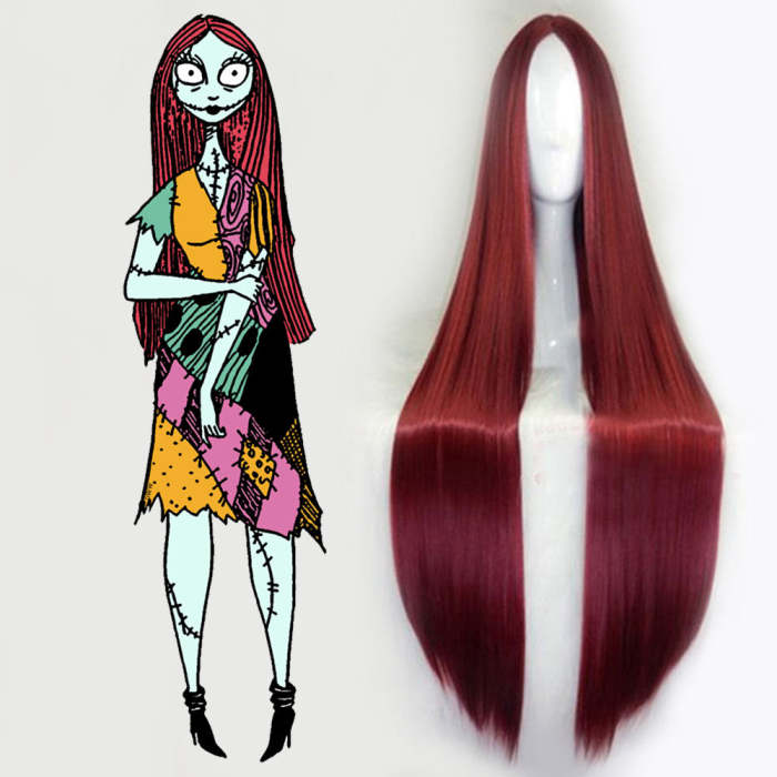 Nightmare Before Christmas Sally Halloween Deep Red Cosplay Wig