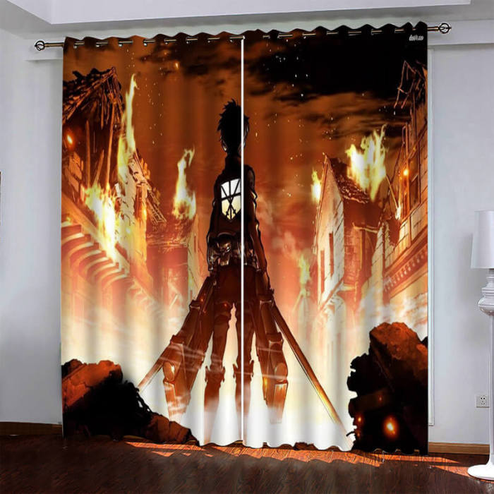 Attack On Titan Pattern Curtains Blackout Window Drapes