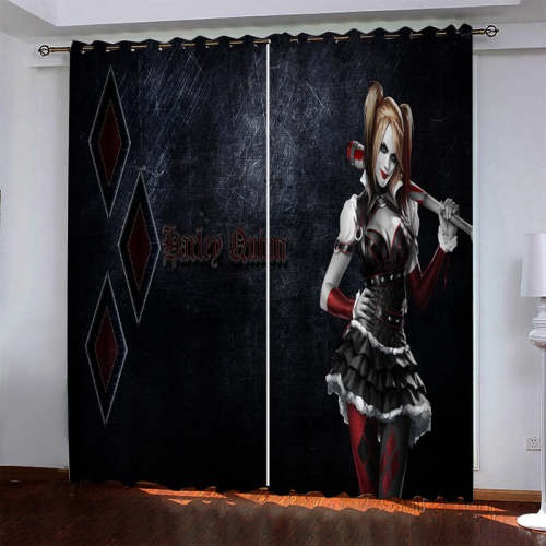 Harley Quinn Pattern Curtains Blackout Window Drapes