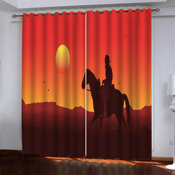 Game Red Dead Pattern Curtains Blackout Window Drapes