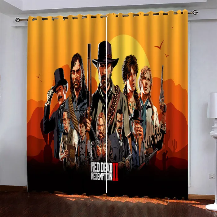 Game Red Dead Pattern Curtains Blackout Window Drapes