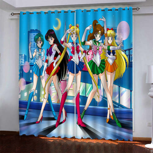 Sailor Moon Pattern Curtains Blackout Window Drapes