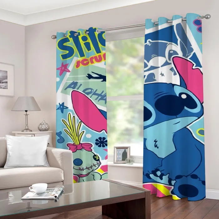 Stitch Pattern Curtains Blackout Window Drapes Decoration