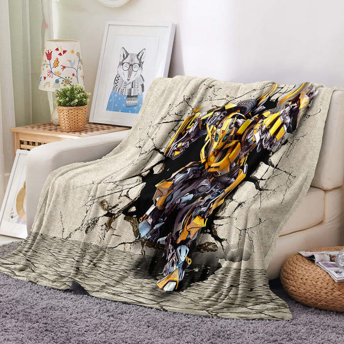 Transformers Pattern Blanket Flannel Throw Room Decoration