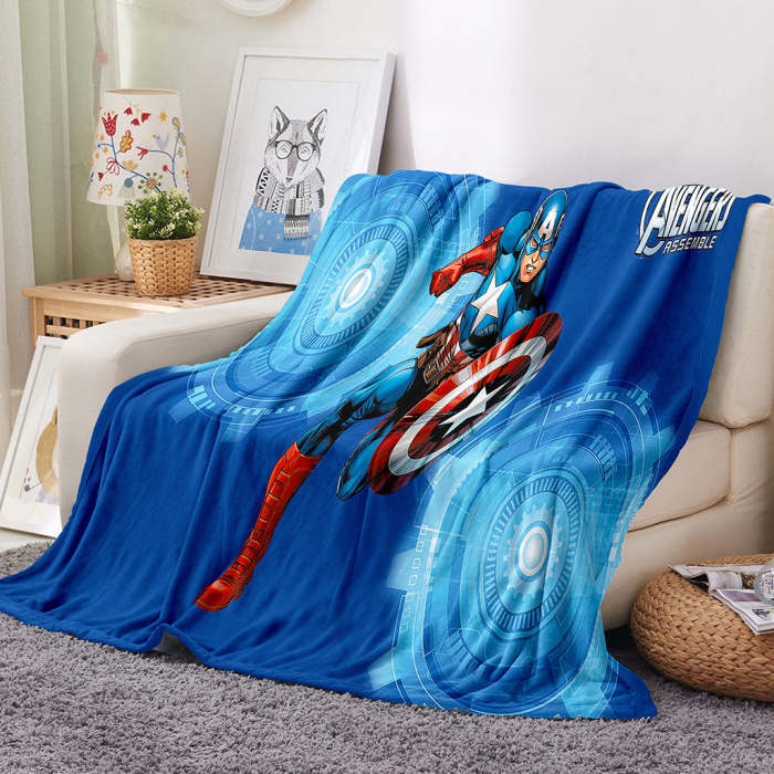 Captain America Iron Man Blanket Flannel Throw Room Decoration