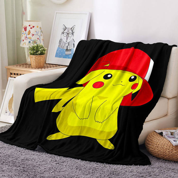 Pikachu Pattern Blanket Flannel Throw Room Decoration
