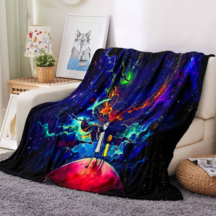 Rick And Morty Pattern Blanket Flannel Throw Room Decoration