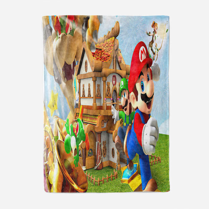 Super Mario Blanket Flannel Throw Room Decoration