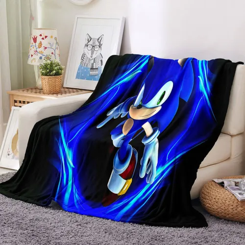 Sonic Pattern Blanket Flannel Throw Room Decoration