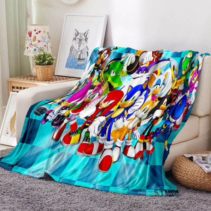 Sonic The Hedgehog Blanket Flannel Throw Room Decoration