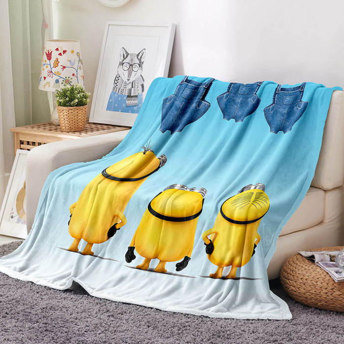 Minions Pattern Blanket Flannel Throw Room Decoration