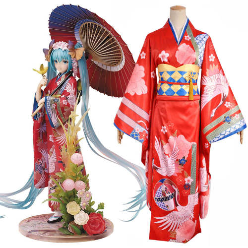 Vocaloid Hatsune Miku Kimono Yukata Cosplay Costume