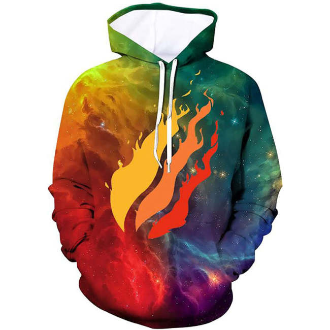 Fire Flame Graphic Hooded Sweatshirt
