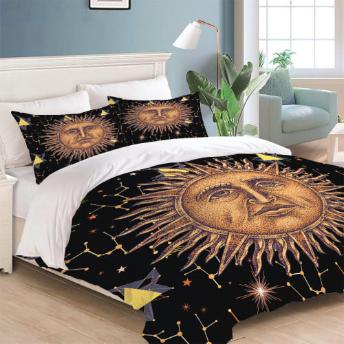 Hand Drawn Sun Face Bedding Sets Quilt Cover Without Filler