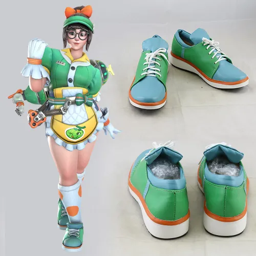 Overwatch Ow Anniversary ! Mei Legendary Skin Mei Ling Zhou Green Blue Cosplay Shoes - B Edition