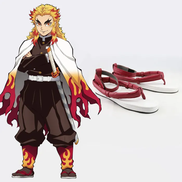 Demon Slayer: Kimetsu No Yaiba Rengoku Kyoujurou Red Shoes Cosplay Boots
