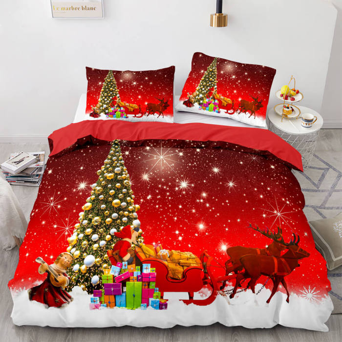 Merry Christmas Pattern Bedding Sets Quilt Cover Without Filler
