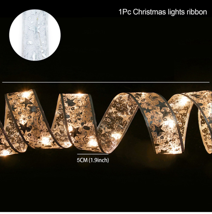 Ribbon Fairy Light Christmas Decoration Christmas Tree Ornaments  For Home 2022 Bows String Lights Navidad Natal New Year 2023