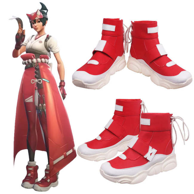 Overwatch2 Ow2 Kiriko Red Cosplay Shoes