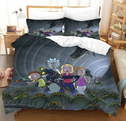 Comedy Rick And Morty Bedding Sets Pattern Quilt Cover Without Filler